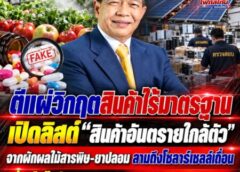 ตีแผ่วิกฤตสินค้าไร้มาตรฐานเปิดลิสต์“สินค้าอันตรายใกล้ตัว’”จากผักผลไม้สารพิษ-ยาปลอม ลามถึงโซลาร์เซลล์เถื่อนเสี่ยงไฟไหม้มหันตภัยผู้บริโภคสู่พิมพ์เขียวคุณภาพประเทศ(NQI)